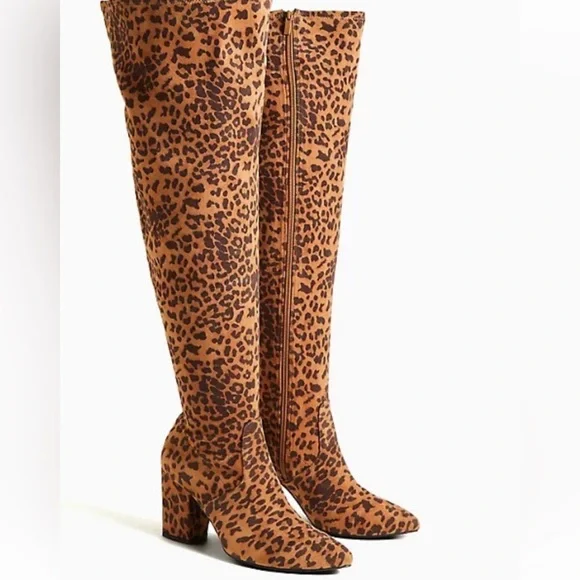 ๐ NEW IN BOX TORRID Sz 11 WIDE WIDTH LEOPARD FAUX SUEDE OVER THE KNEE BOOTS - Picture 2 of 10